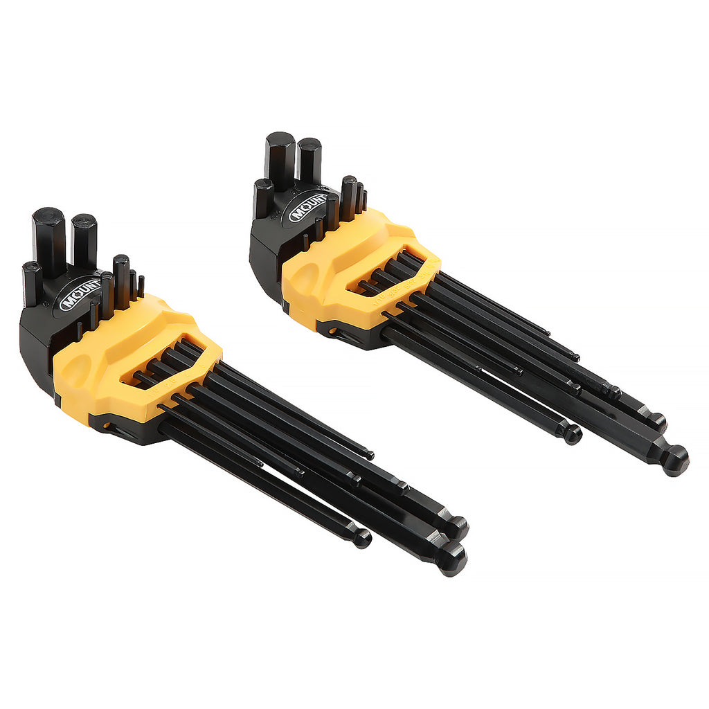 Mount 18PCS Long Arm Ball End Hex Key Allen Wrench Set, Metric/SAE