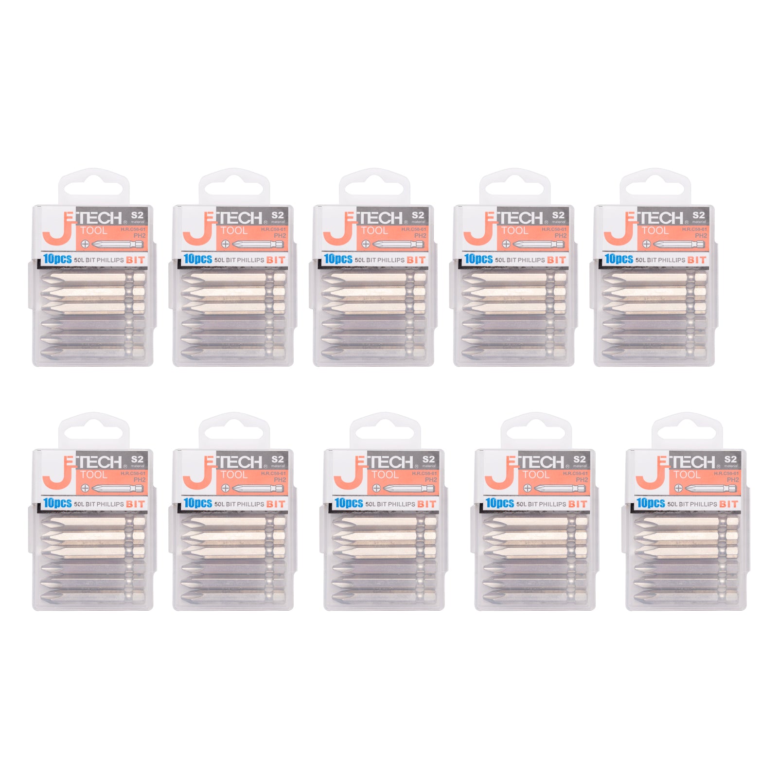 Jetech 50mm PH2 Phillips Screwdriver Bits, 100 Pack