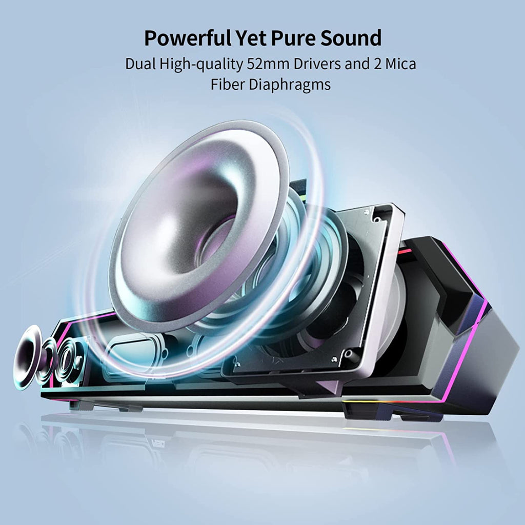 Edifier MG300 Computer Speakers Computer SoundBar: RGB LED Gaming Speakers Computer with Microphone - Powered Laptop Speakers Quick Connection Bluetooth 5.3 & USB Adapter for Gaming & Desktop Speakers