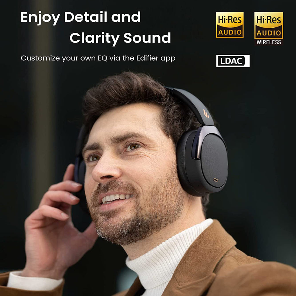 Edifier WH950NB Wireless Headphones - Active Noise Cancelling Headsets - Bluetooth 5.3 - Hi-Res Audio - 55H Playtime - Google Fast Pairing - Dual-Device Connection - Connect to App (Black)