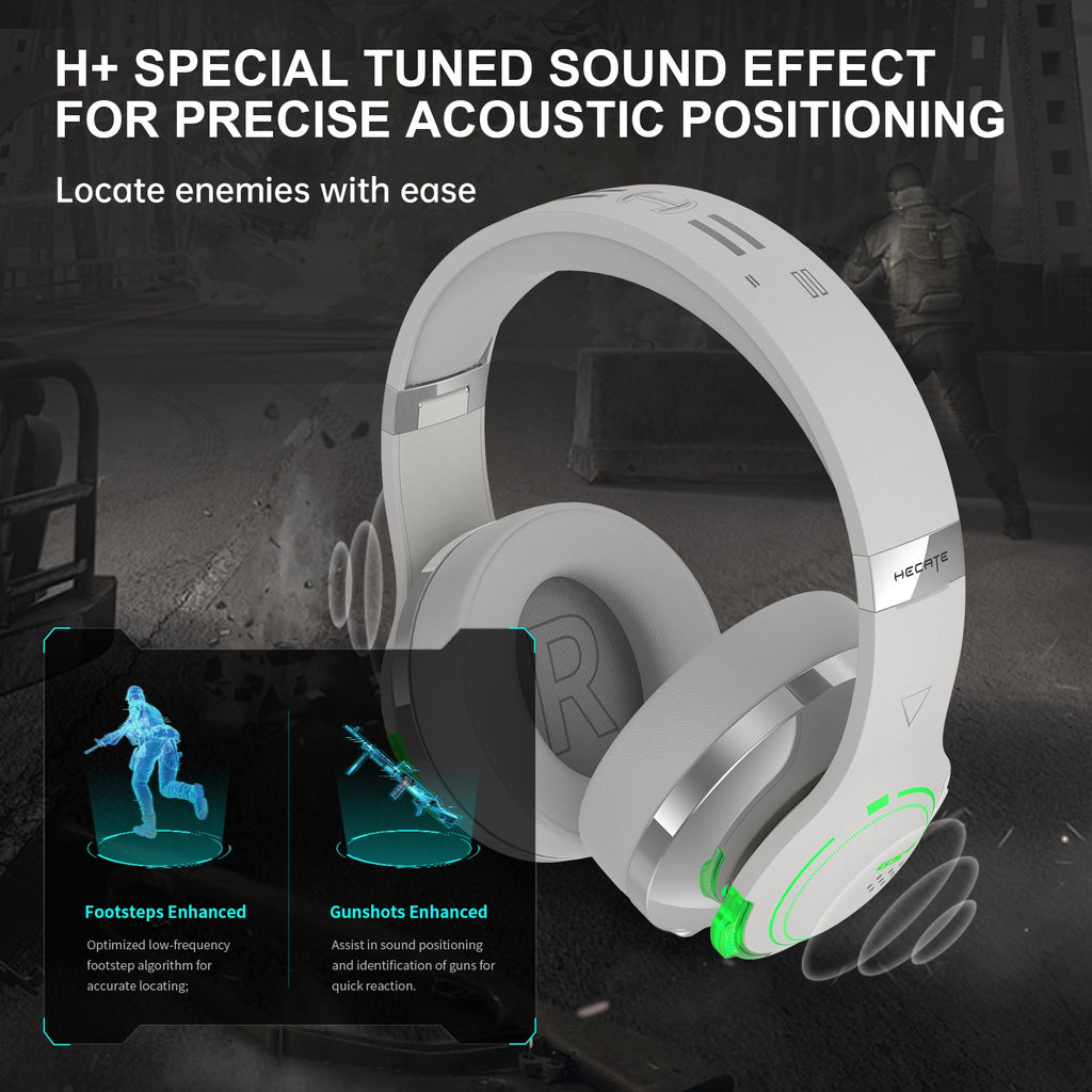 HECATE by Edifier G5BT Bluetooth Gaming Headset, Over Ear Wired Headphones with Mic (Grey)