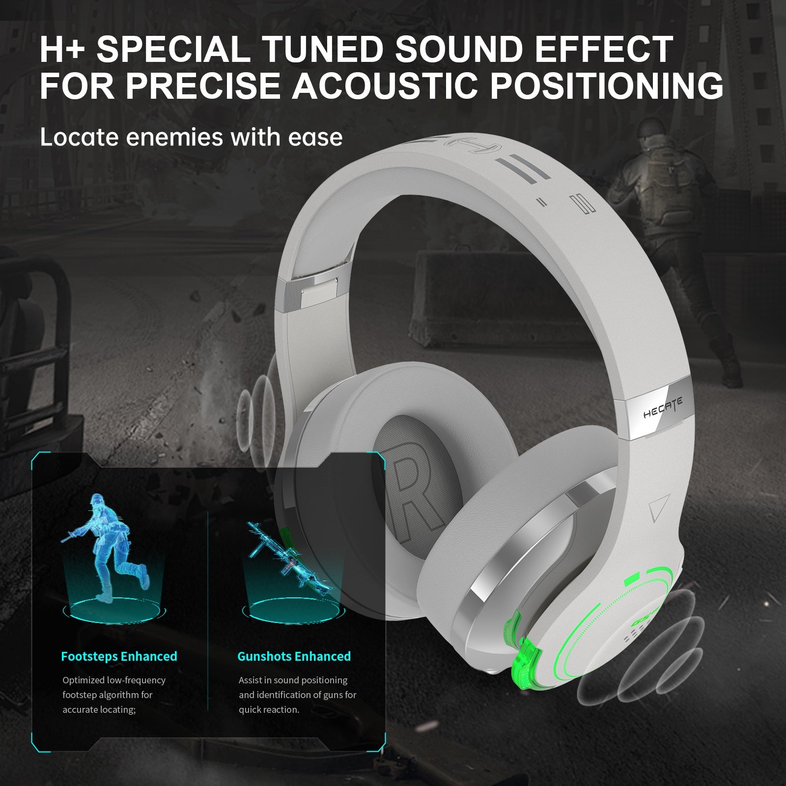 HECATE by Edifier G5BT Bluetooth Gaming Headset, Over Ear Wired Headphones with Mic (Grey)