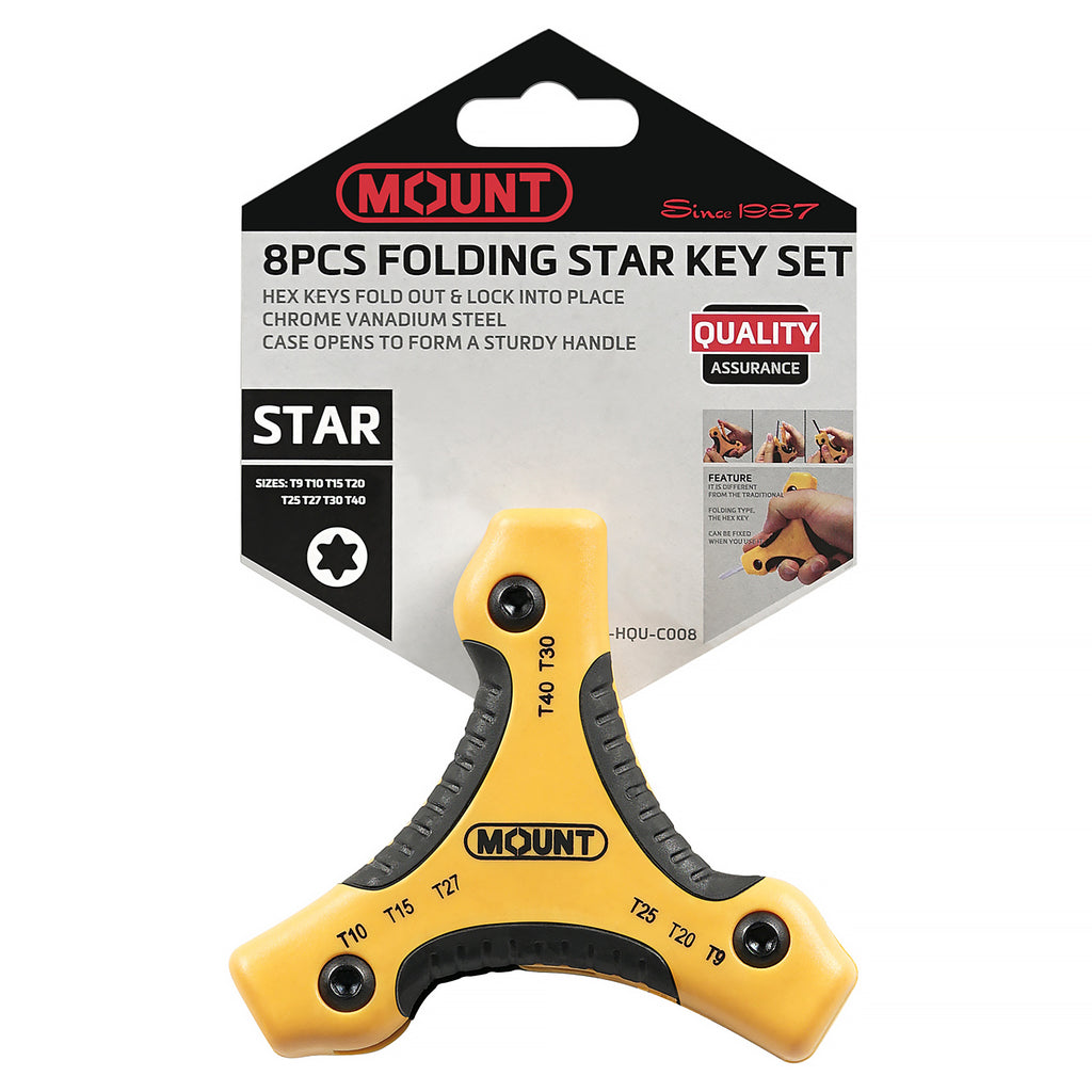 Mount 8PCS Folding Torx Star Key Set, Size T9-T40