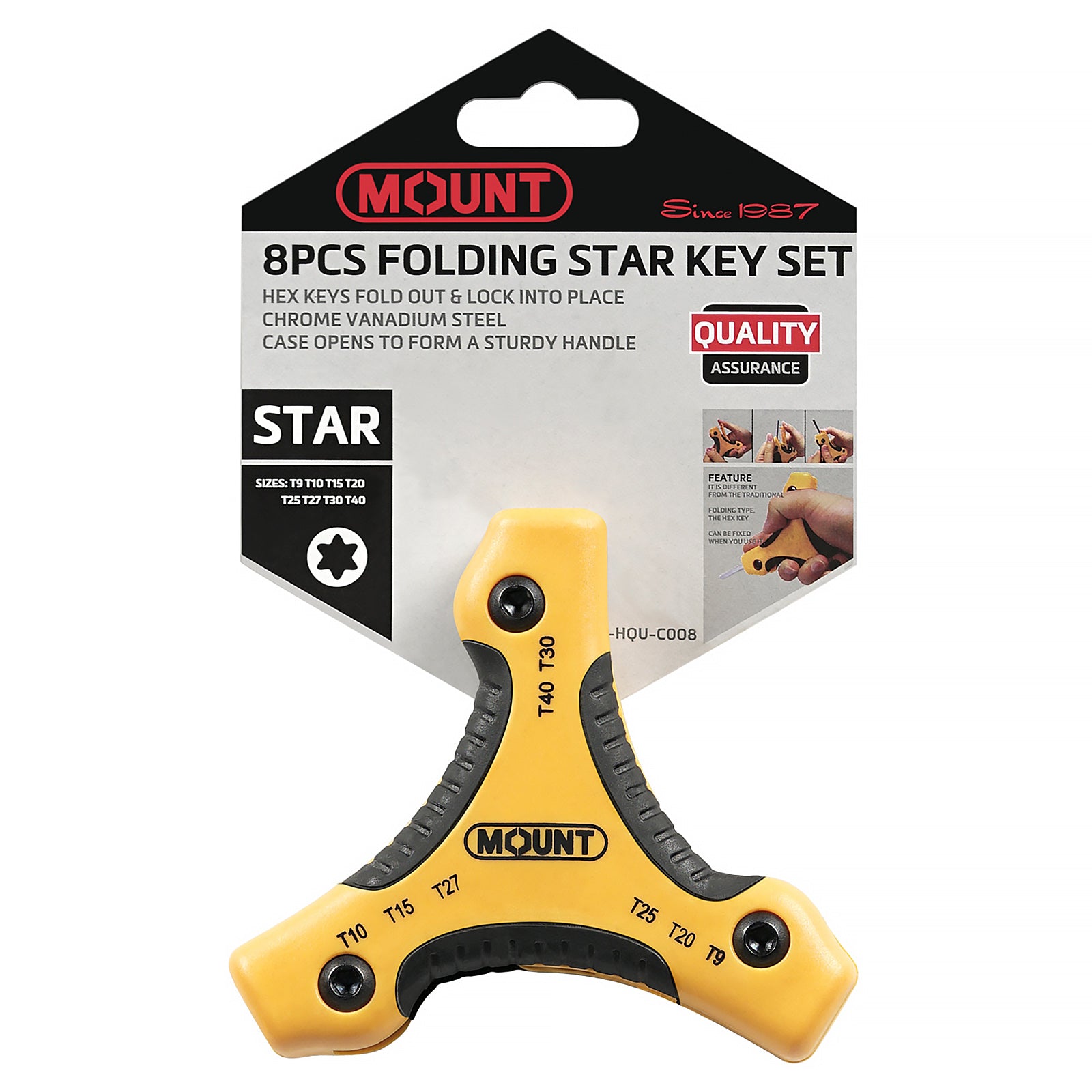 Mount 8PCS Folding Torx Star Key Set, Size T9-T40