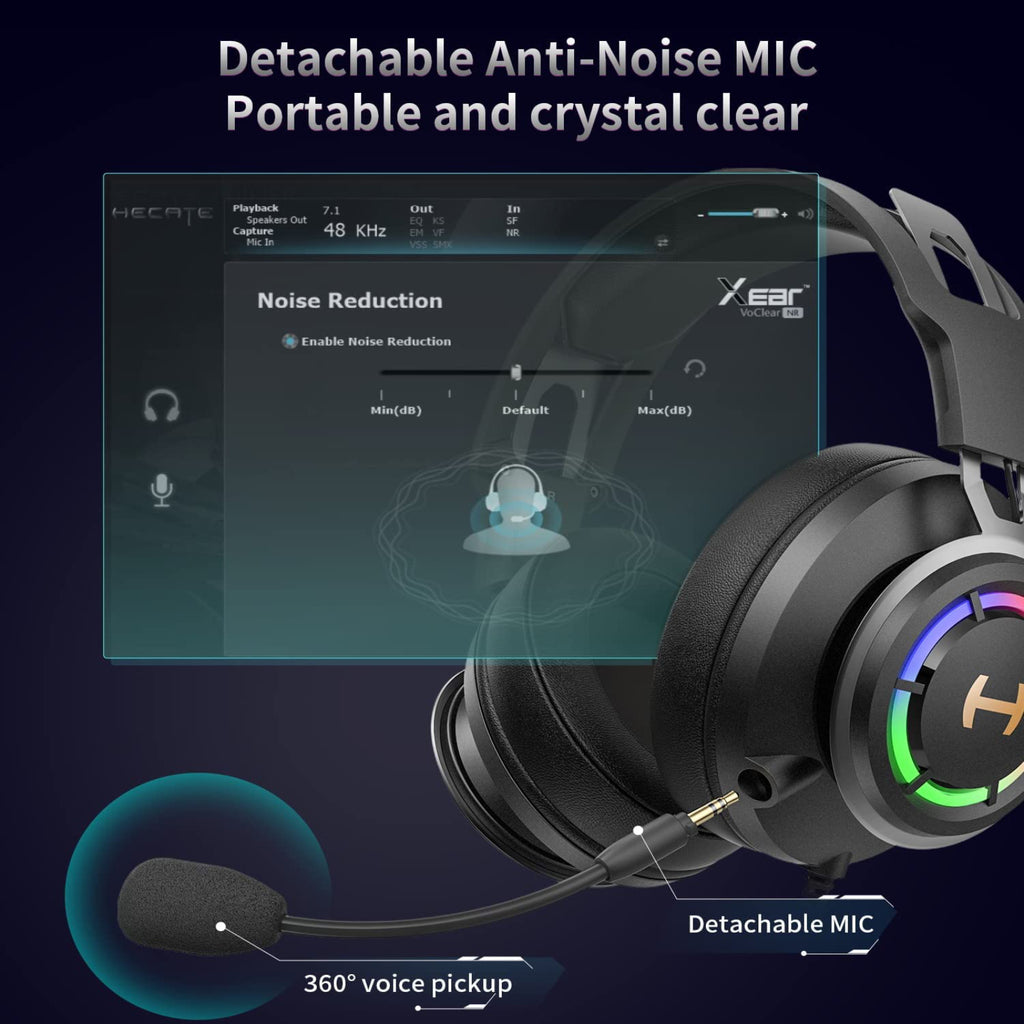 HECATE by Edifier G35 PC Gaming Headset Hi-Res Sound Quality USB Over-Ear Headphone with 7.1 Surrounding Sound, 50mm Hybrid Driver, ENC Noise Cancelling Mic, 16.8m RGB Light for PC PS4 Mac Laptop Desktop Black