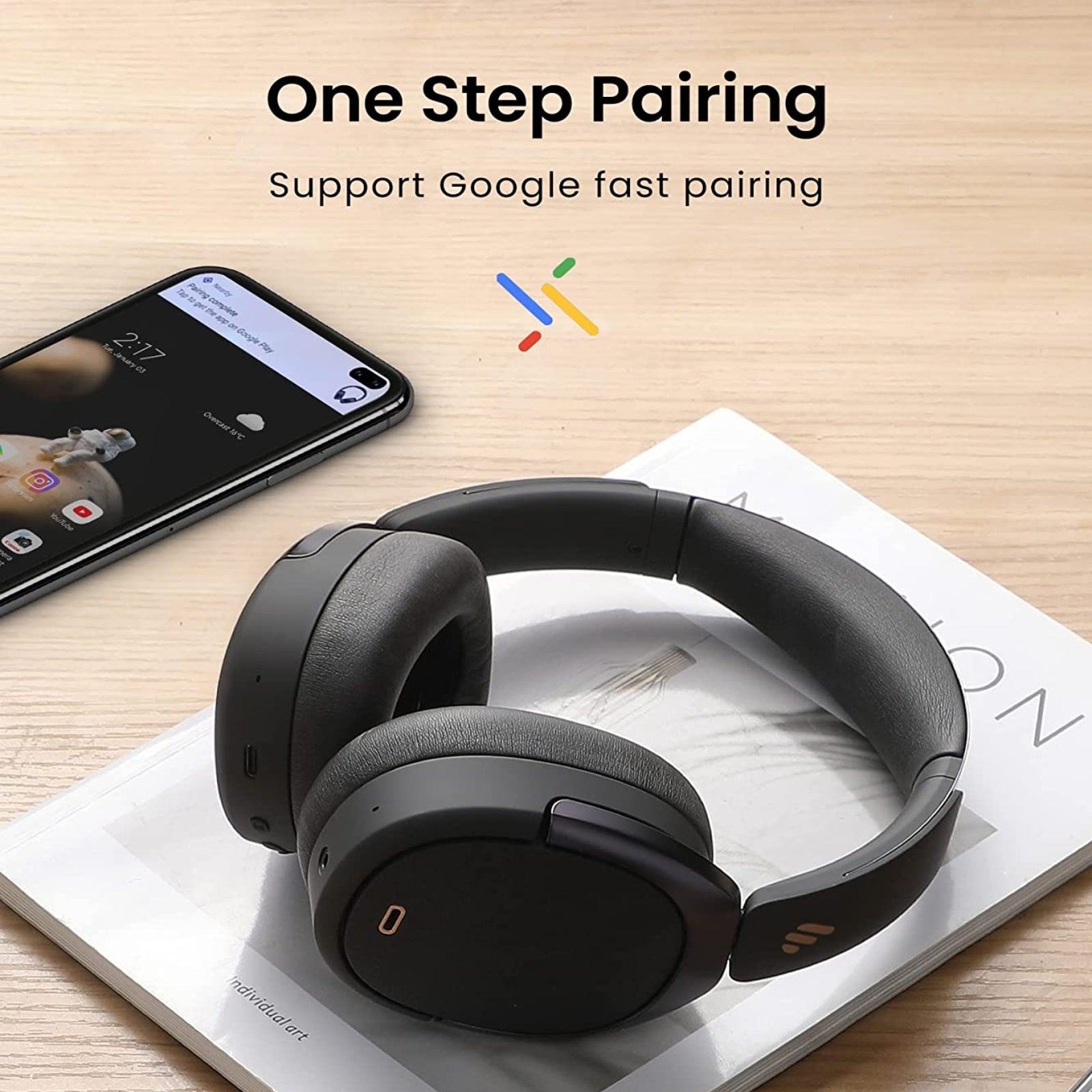 Edifier WH950NB Wireless Headphones - Active Noise Cancelling Headsets - Bluetooth 5.3 - Hi-Res Audio - 55H Playtime - Google Fast Pairing - Dual-Device Connection - Connect to App (Black)
