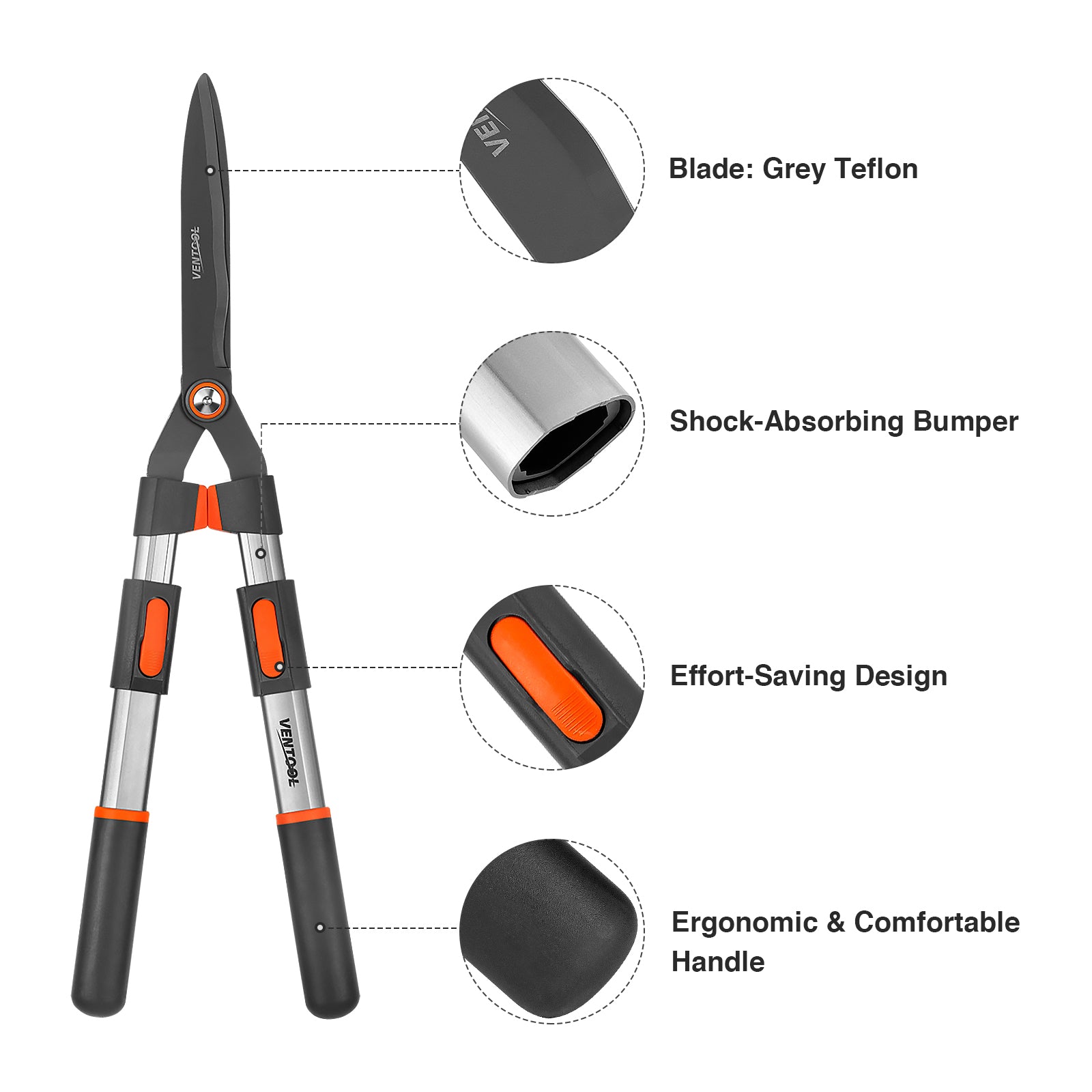 Ventool 26-Inch - 32½-Inch Telescopic Wave Blade Hedge Shear