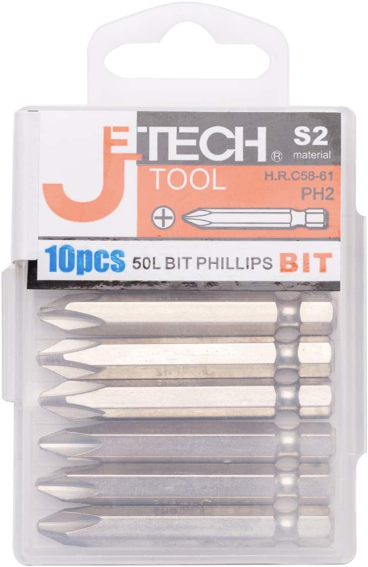 Jetech 50mm PH2 Phillips Screwdriver Bits, 100 Pack