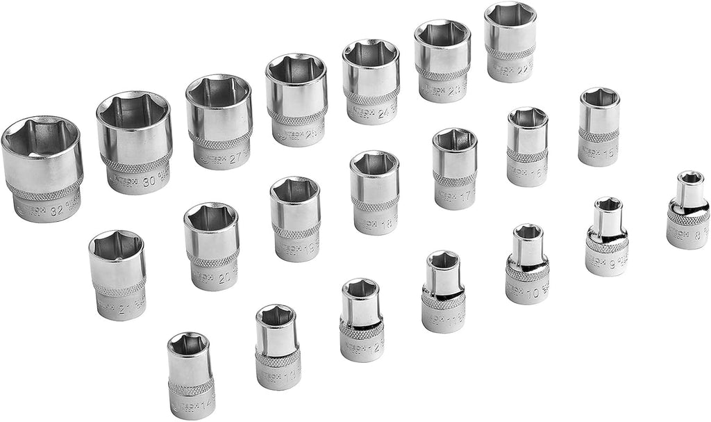 Jetech 1/2 Inch Drive Socket Set (8mm - 32mm), Metric, 37PCS