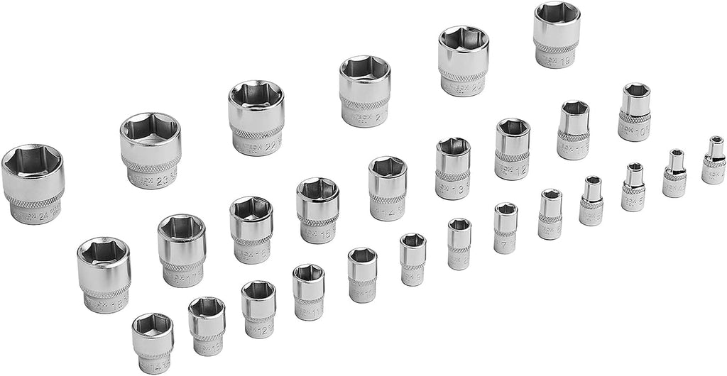 Jetech 1/4 Inch and 3/8 Inch Standard and Deep Socket Set, Metric, 75PCS