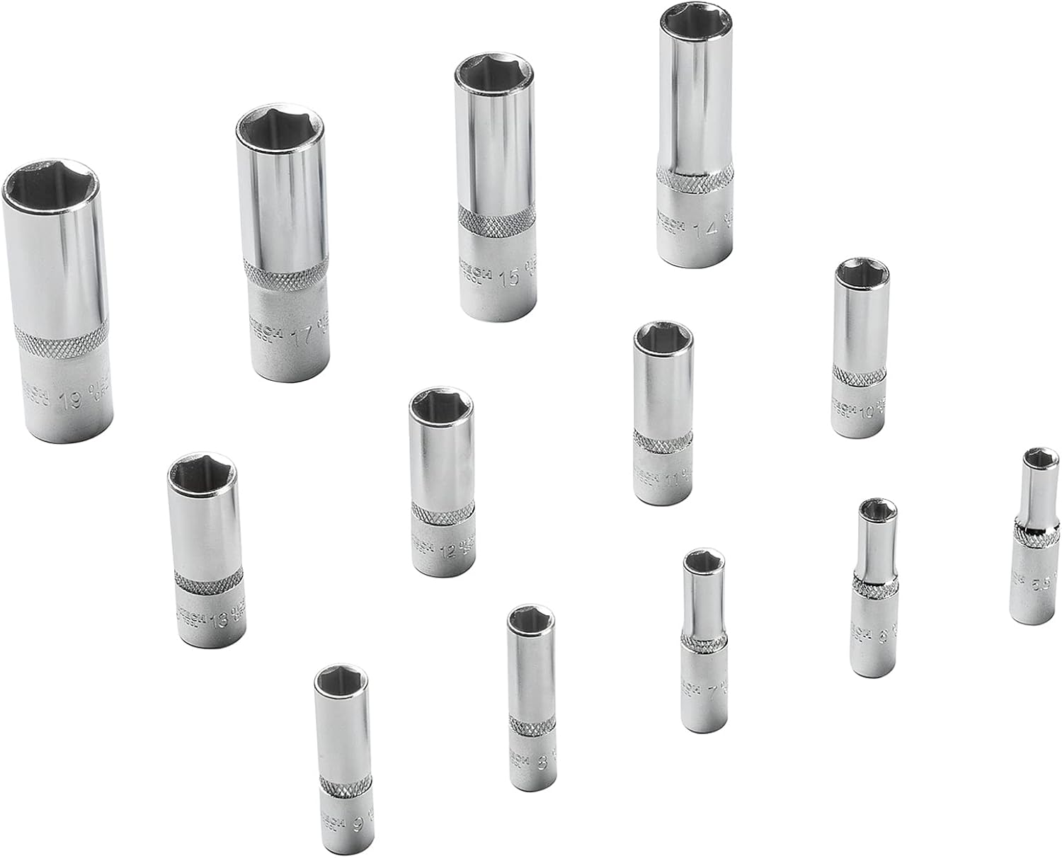 Jetech 1/2 Inch and 1/4 Inch Drive Shallow and Deep Socket Set, Metric, 79PCS