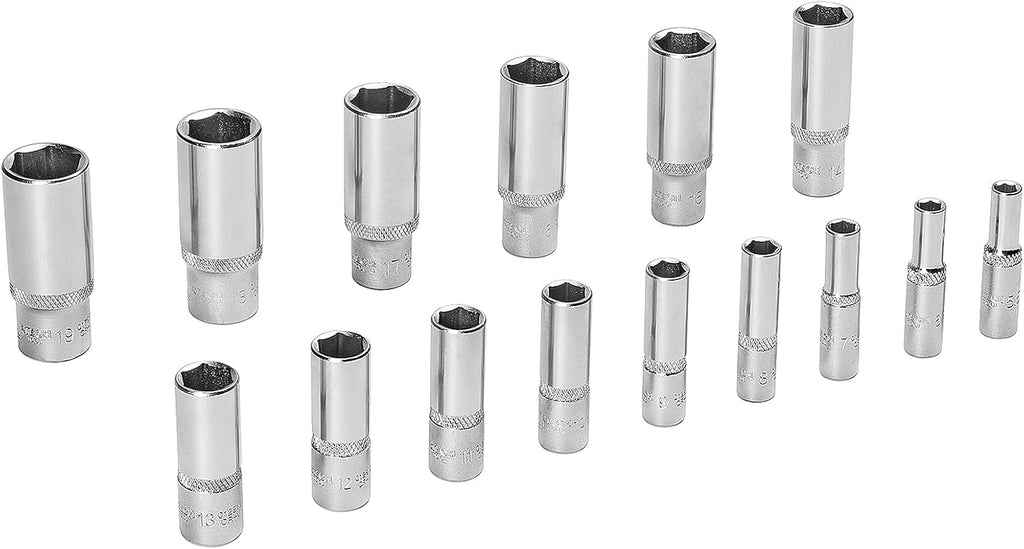 Jetech 1/4 Inch and 3/8 Inch Standard and Deep Socket Set, Metric, 75PCS