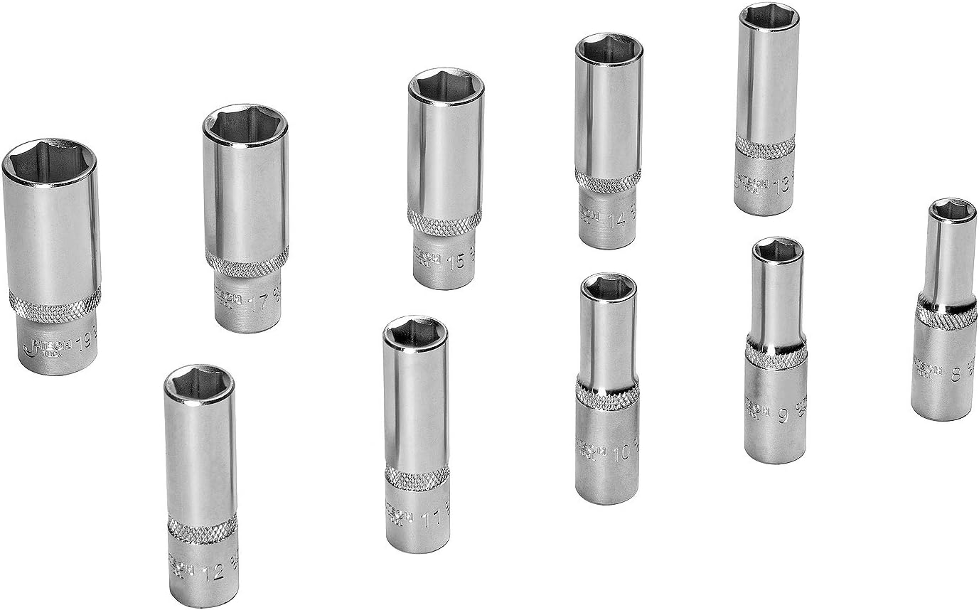 Jetech 3/8 Inch Drive Standard and Deep Socket Set (5.5mm - 24mm), Metric, 61PCS