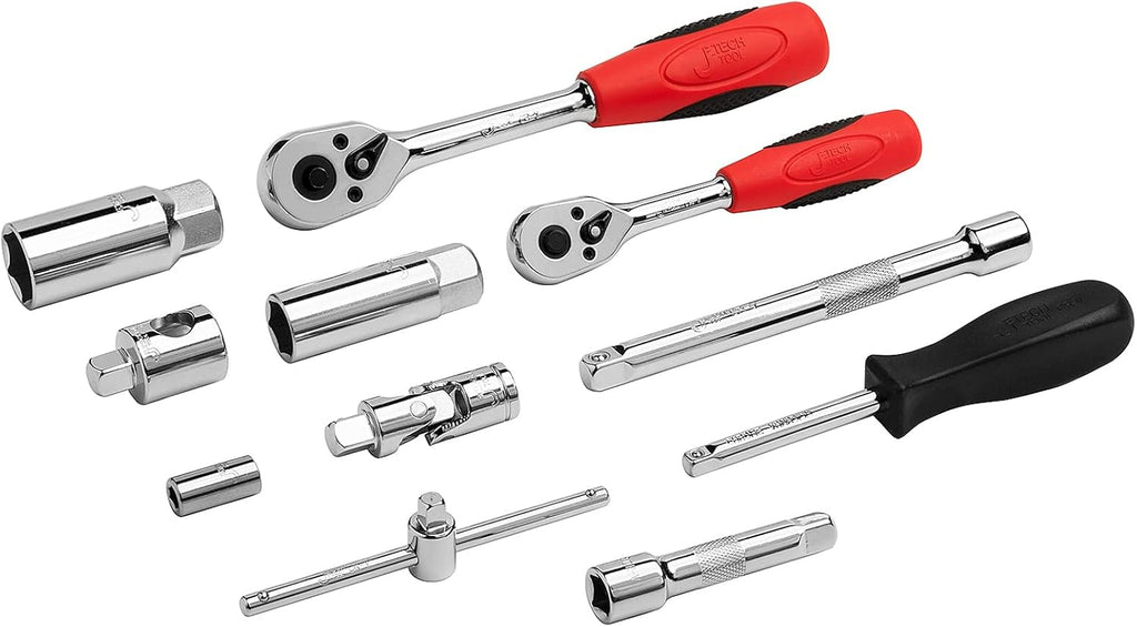 Jetech 1/4 Inch and 3/8 Inch Standard and Deep Socket Set, Metric, 75PCS