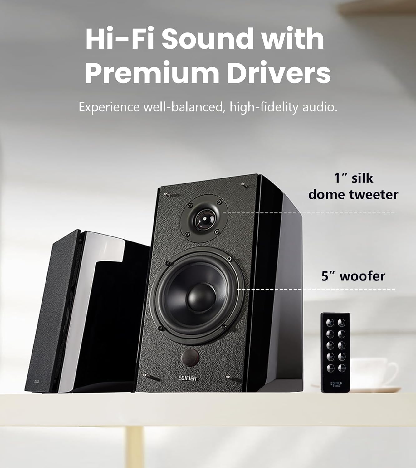 Edifier R2000DB Powered Bluetooth Bookshelf Speakers - Optical Input - Black(Certified Refurbished)