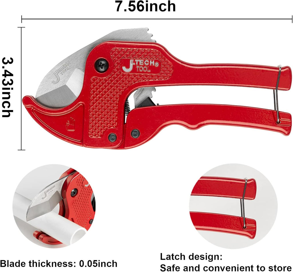 Jetech Ratchet-Type PVC Pipe Cutter, 1-5/8 Inch