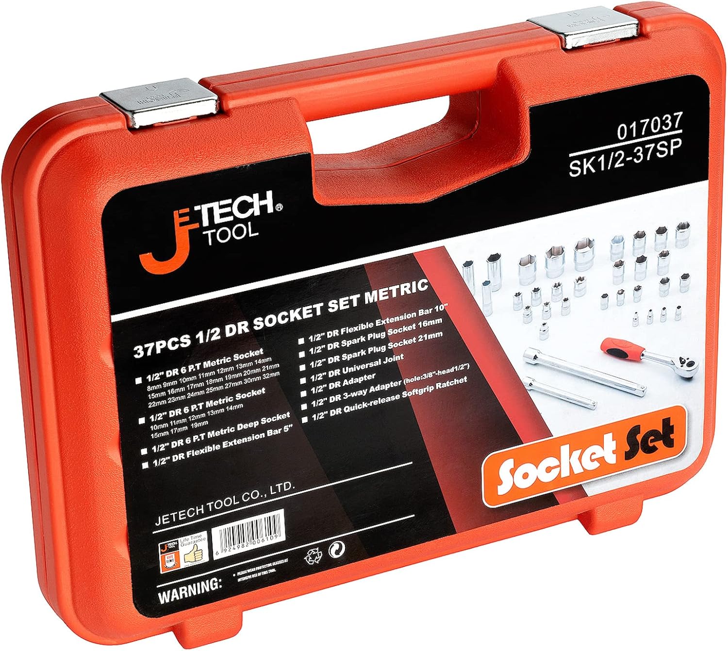 Jetech 1/2 Inch Drive Socket Set (8mm - 32mm), Metric, 37PCS