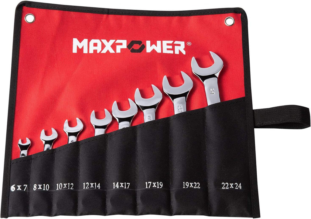 MAXPOWER 8pcs Double Open-end Wrench Set - Metric