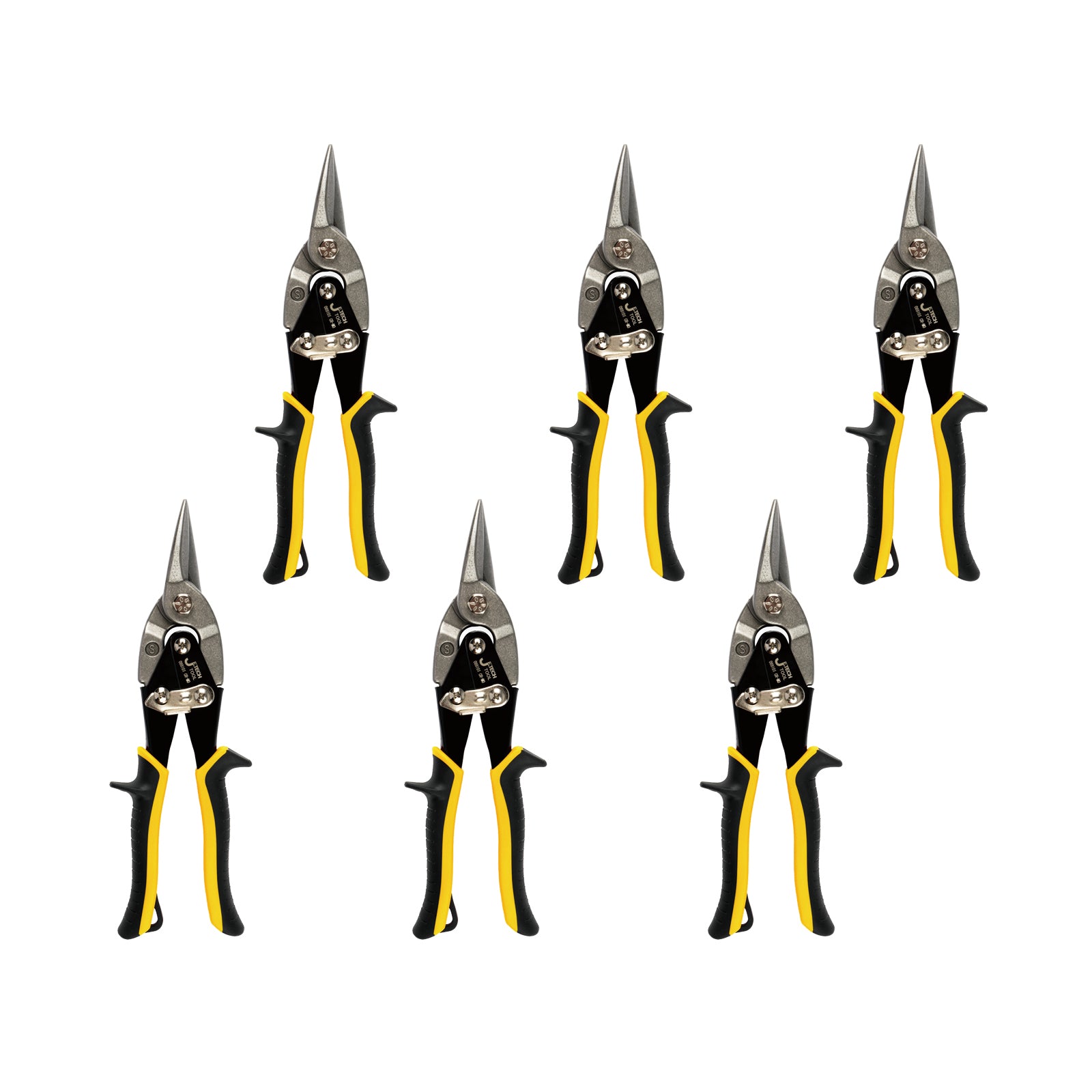 Jetech Offset Straight Cut Aviation Snips, 10 Inch, 6 Pack