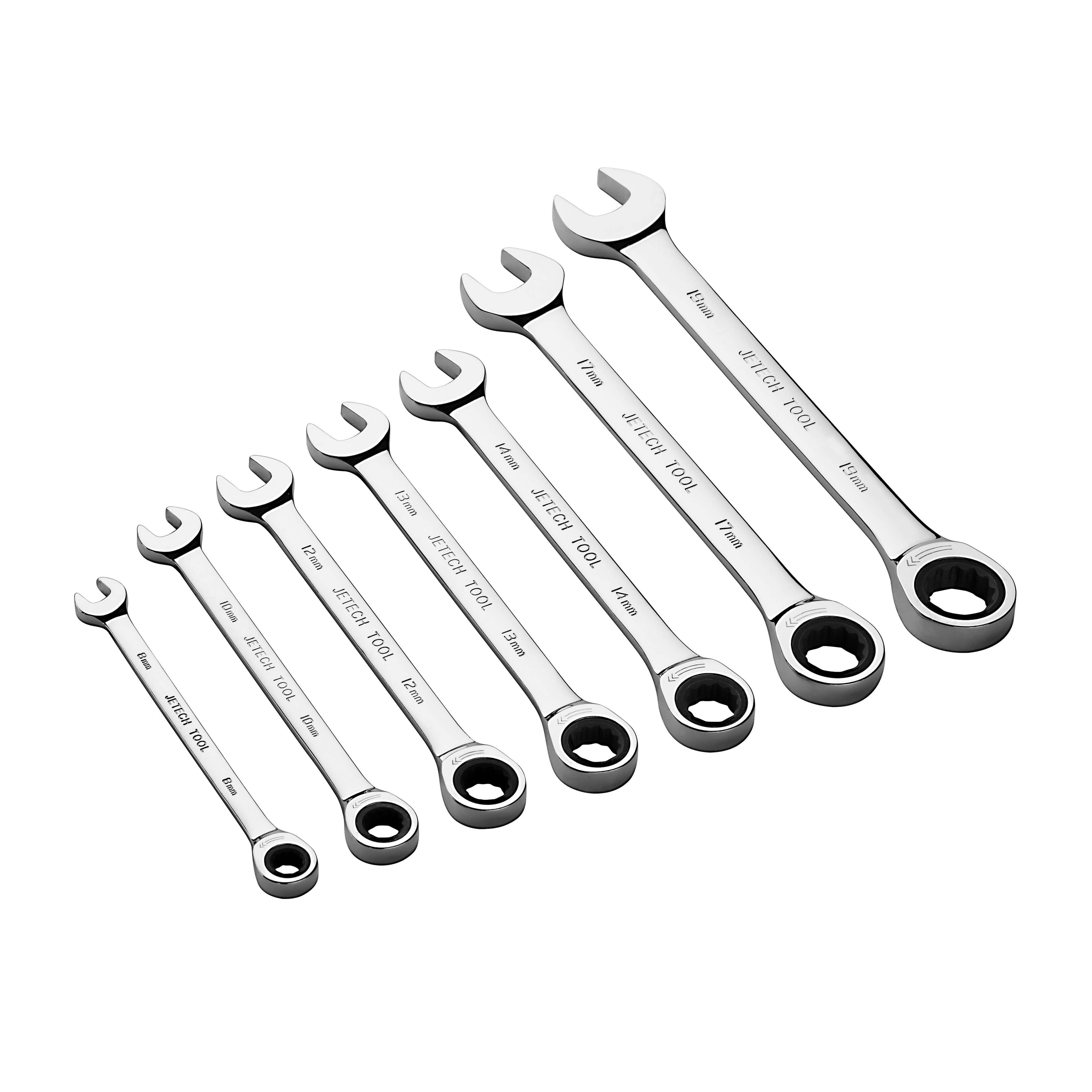Jetech Ratcheting Combination Wrench Set (8mm - 19mm), Metric, 7PCS