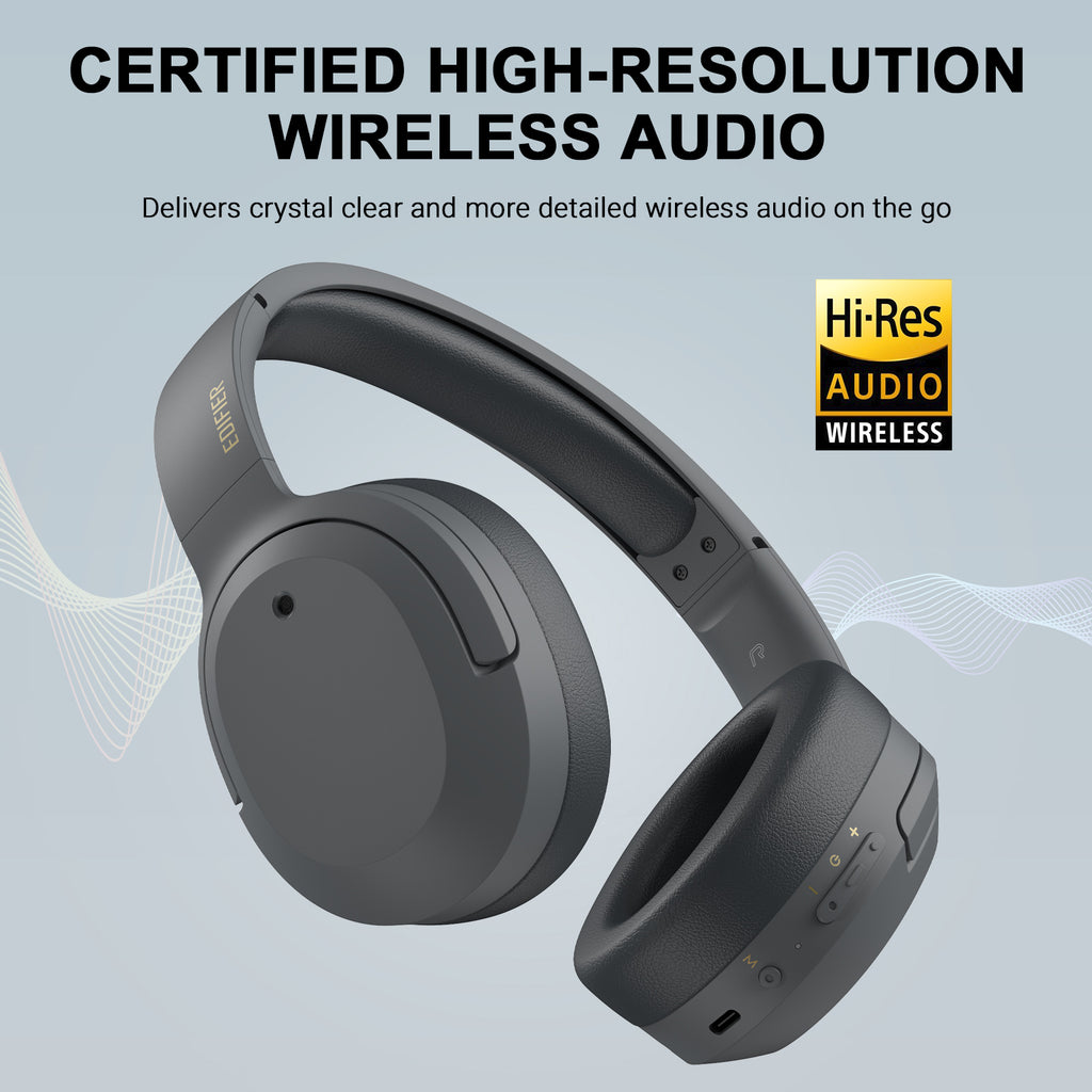 Edifier W820NB Plus Wireless Active Noise Cancelling Headphones, Grey