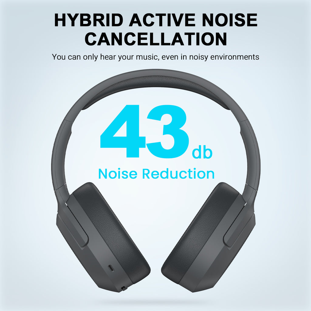 Edifier W820NB Plus Wireless Active Noise Cancelling Headphones, Grey