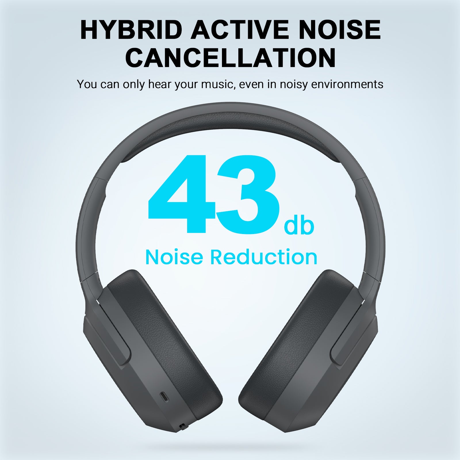 Edifier W820NB Plus Wireless Active Noise Cancelling Headphones, Grey