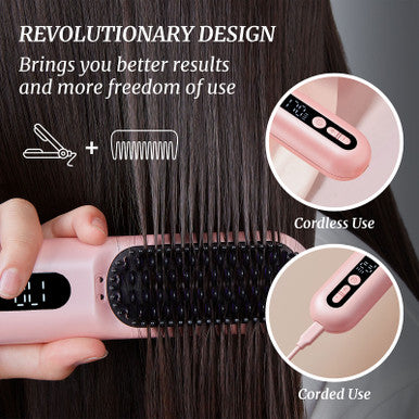 LOWRA ROUGE 630 Pink Cordless Hair Straightening Brush