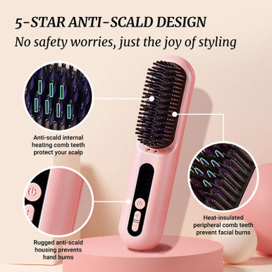LOWRA ROUGE 630 Pink Cordless Hair Straightening Brush