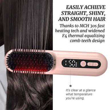LOWRA ROUGE 630 Pink Cordless Hair Straightening Brush