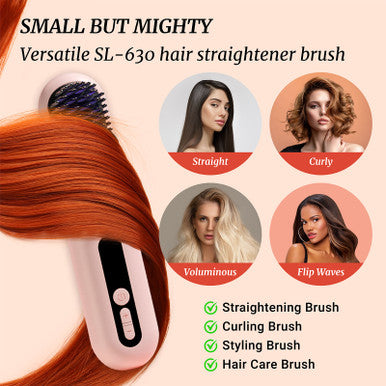 LOWRA ROUGE 630 Pink Cordless Hair Straightening Brush
