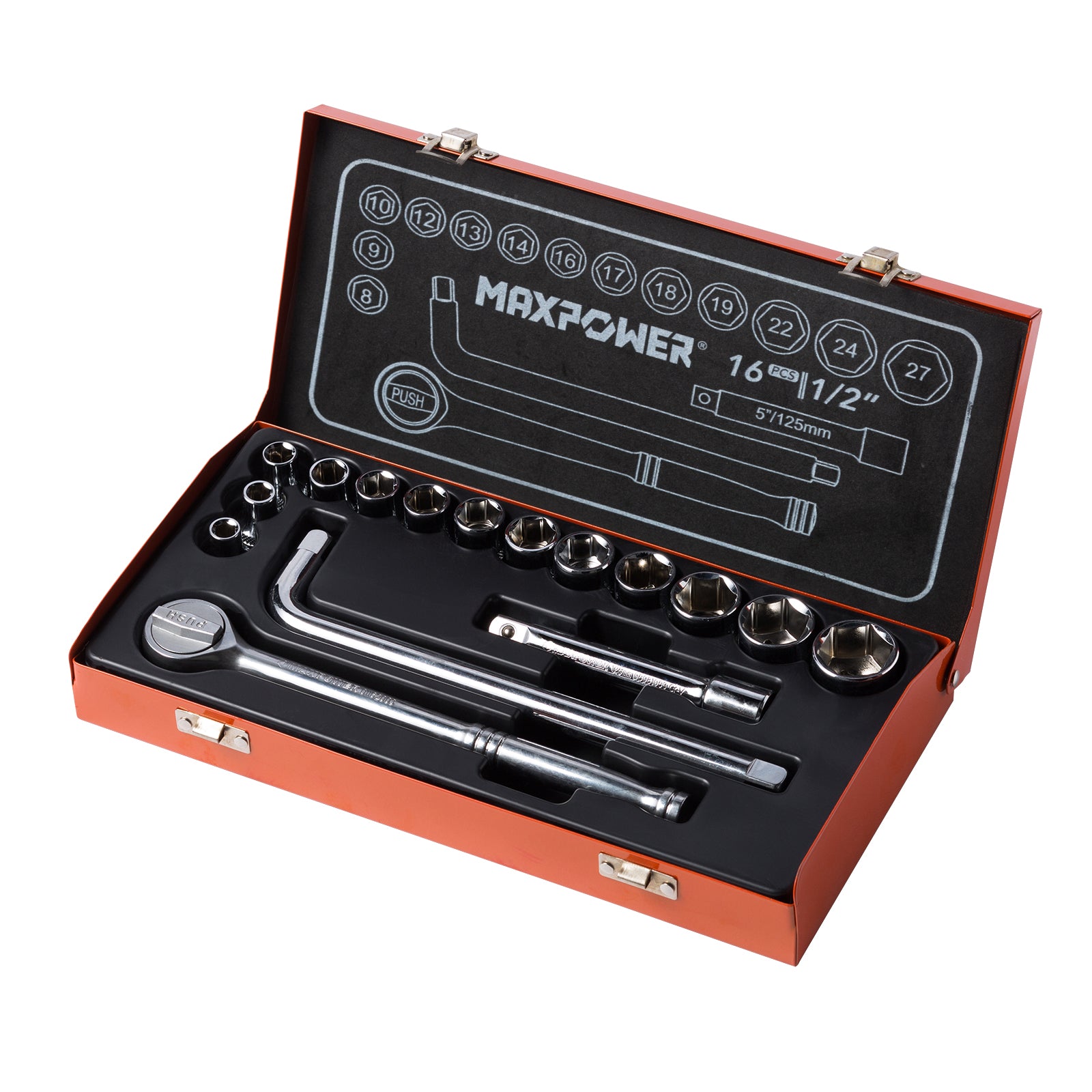 MAXPOWER 16pcs 1/2” Drive Socket Wrench Set
