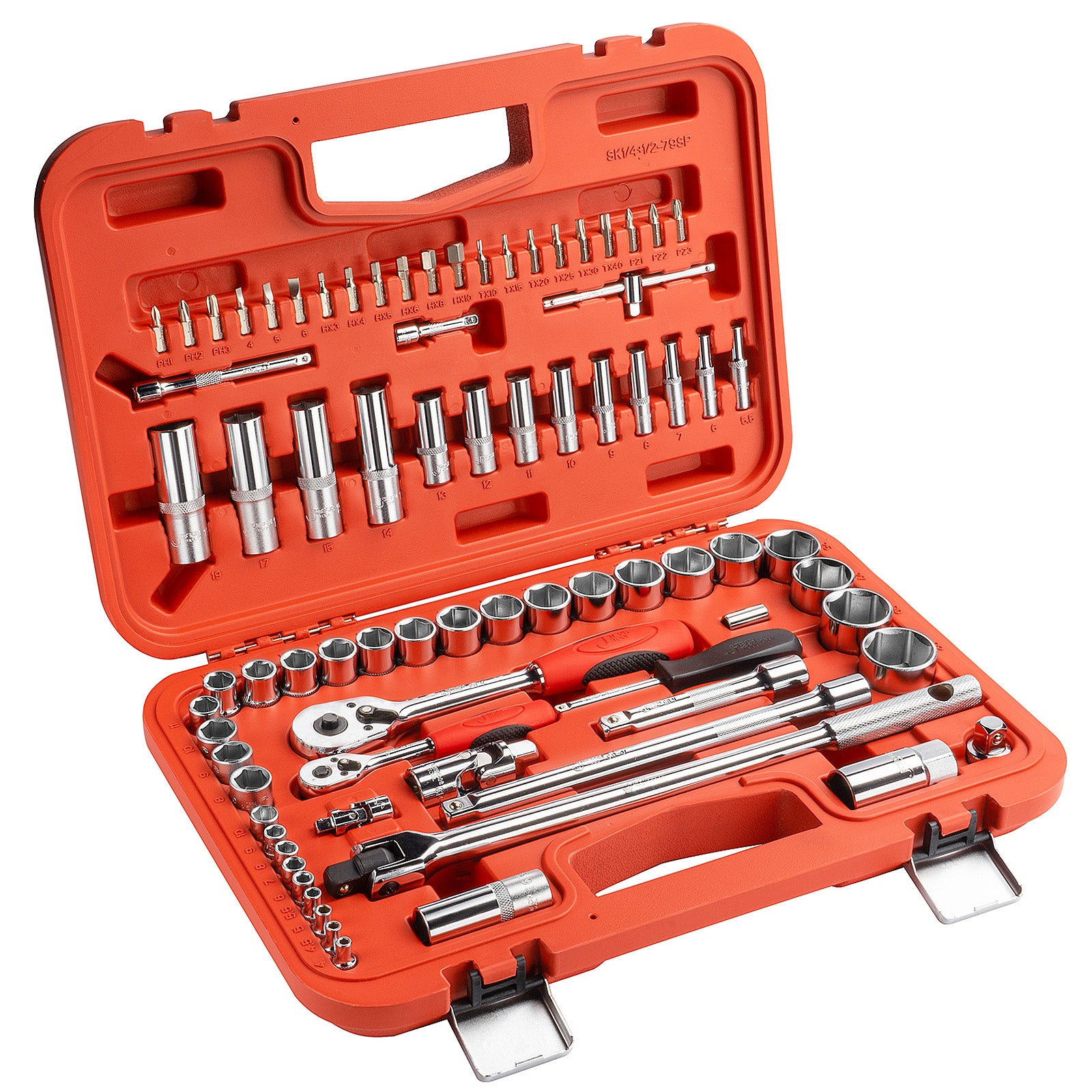 Jetech 1/2 Inch and 1/4 Inch Drive Shallow and Deep Socket Set, Metric, 79PCS