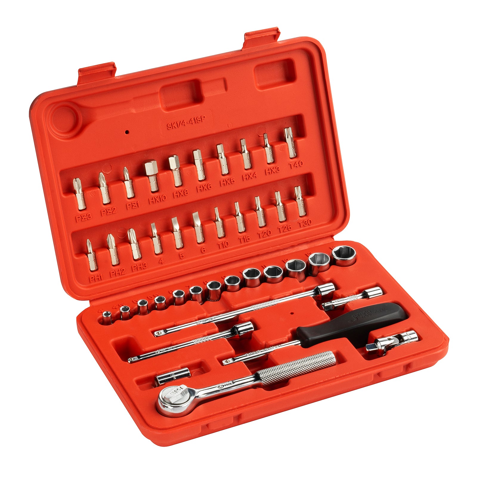 Jetech 1/4 Inch Drive Socket Set (4mm - 14mm), Metric, 41PCS