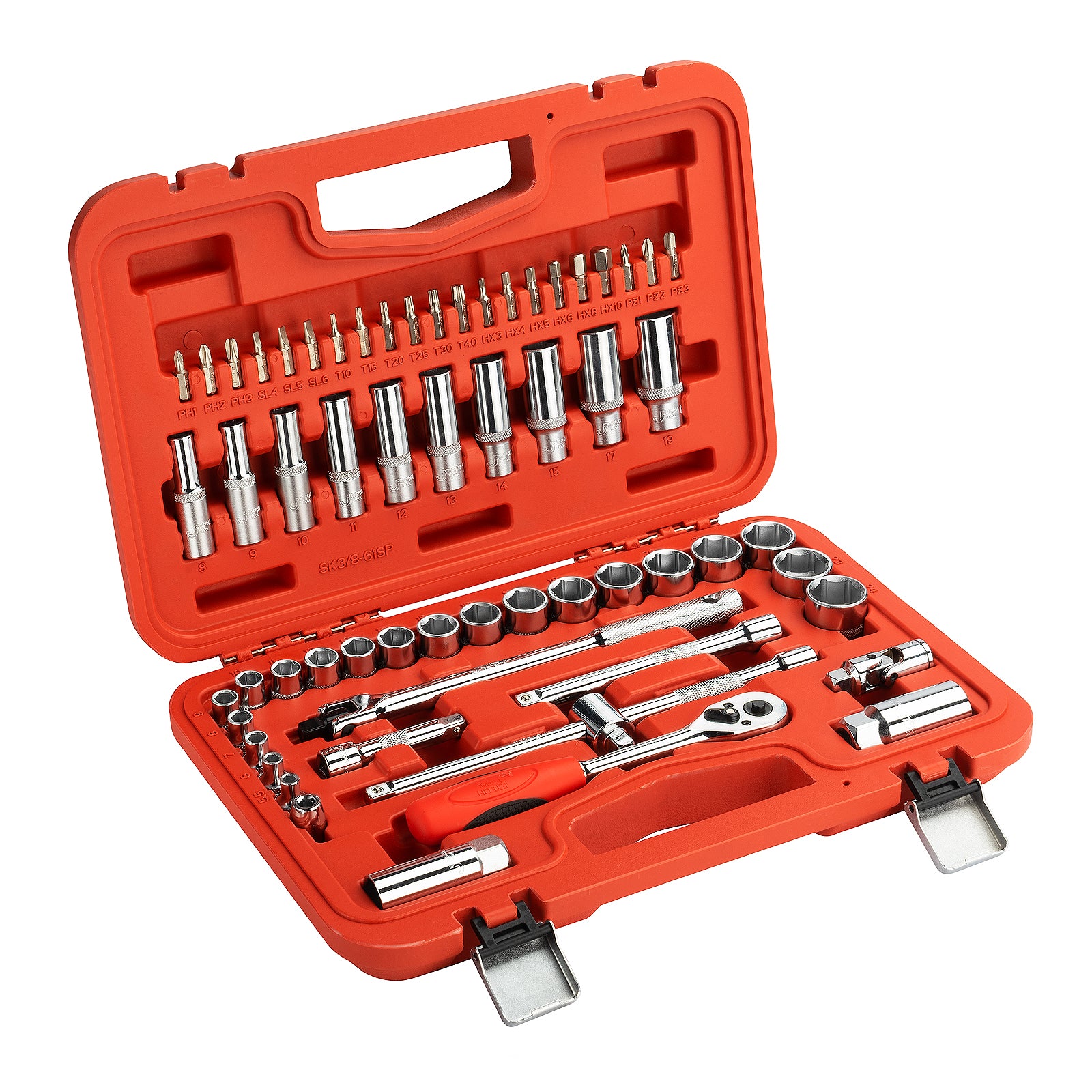Jetech 3/8 Inch Drive Standard and Deep Socket Set (5.5mm - 24mm), Metric, 61PCS
