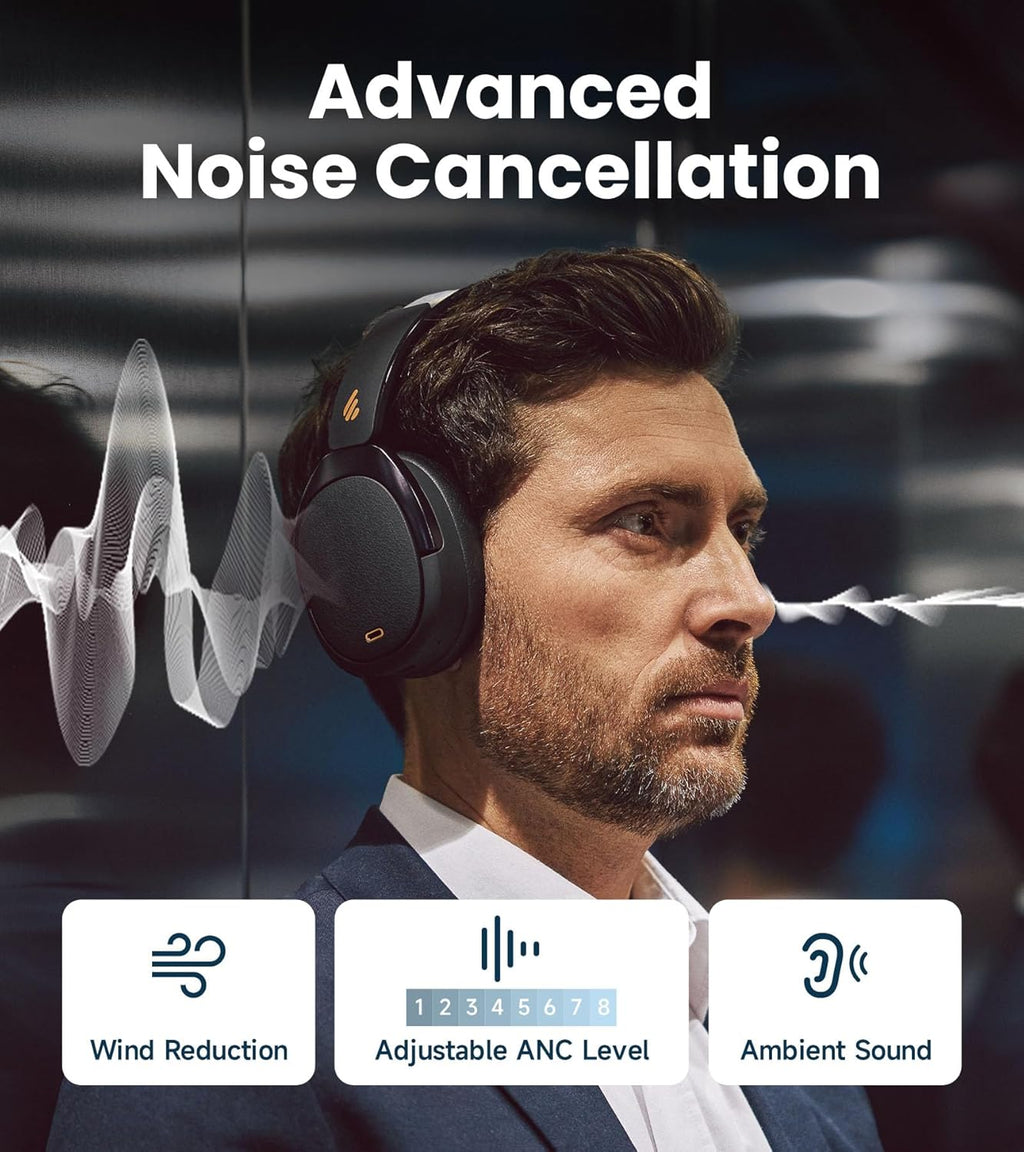 Edifier WH950NB Gen 2 Wireless Hybrid Active Noise Cancelling Headphones, Hi-Res Audio with LDAC, 8-Level ANC, Spatial Sound, 80H Playtime, Bluetooth 5.4, Foldable, 3.5mm AUX, Travel Case