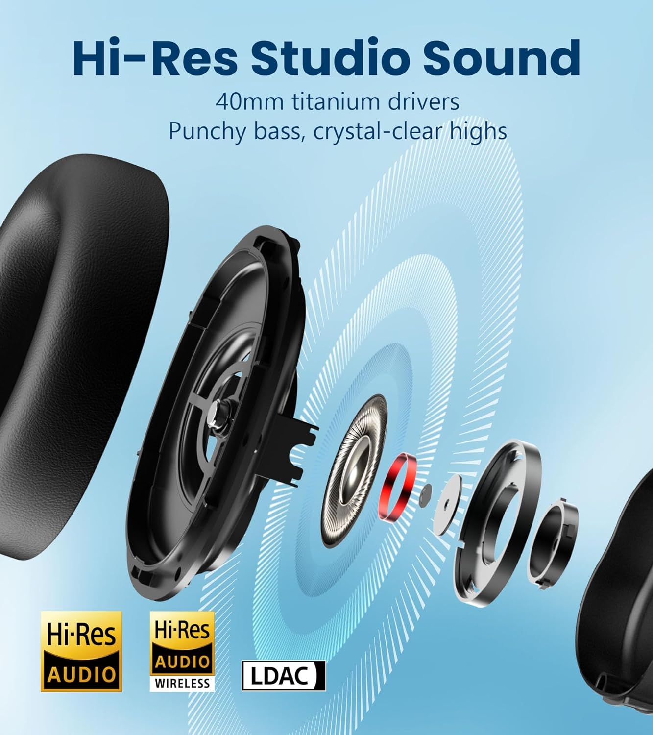 Edifier WH950NB Gen 2 Wireless Hybrid Active Noise Cancelling Headphones, Hi-Res Audio with LDAC, 8-Level ANC, Spatial Sound, 80H Playtime, Bluetooth 5.4, Foldable, 3.5mm AUX, Travel Case